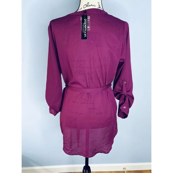 Papermoon Women's Size Medium Purple Button Down Tunic Dress Knee Length NWT - Picture 9 of 9